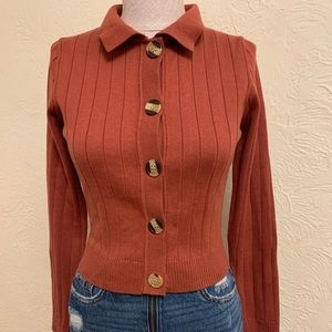 Emory Park Terracota Cropped Sweater with Buttons - XS